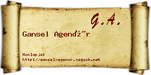 Gansel Agenór névjegykártya